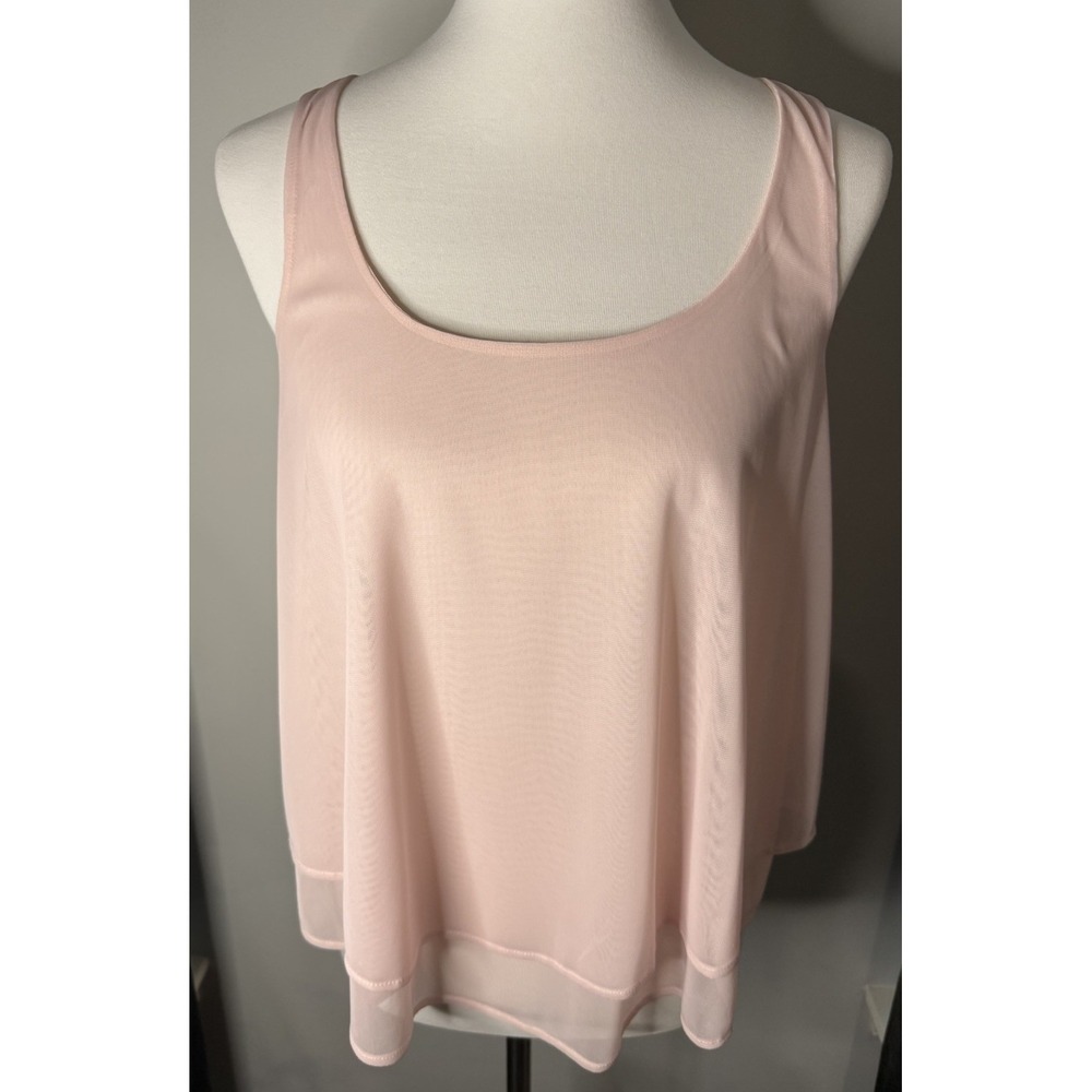 Express Tank Top Womens M Blush Pink Layered Mesh Split Back 90130